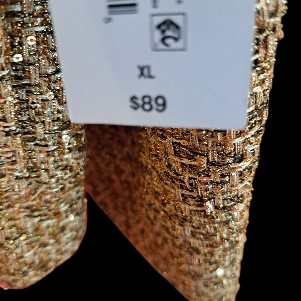 Liz Claiborne XL gold Tweed/sequin Holiday Party Jacket NWT msrp90 - Picture 4 of 5